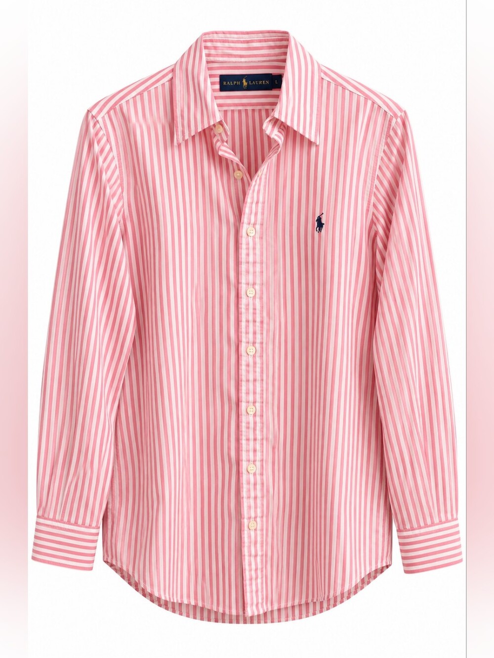 Ralph Lauren Pink White Stripe Cotton Oxford Shirt Men’s L